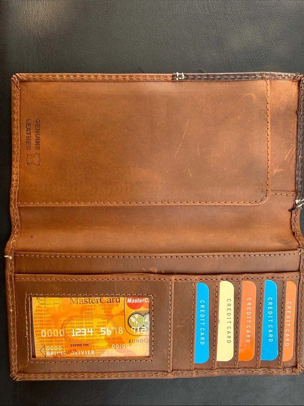 Men's Brown Leather Money Clip Wallet with Decorative Concho